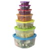 Home Basics 7 Piece Plastic Food Storage Container Set with MultiColored Lids SC47654